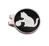 ADHERE Golf Ball Markers Personlized Double Side Cute cat Logo with A Magnetic Hat Clips,A Golf Accessories for Men & Women, Premium Golf Gifts. (Black)