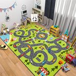 Homore Kids Play Mat Rug, Fun and Educational City Play Rug for Hot Wheels Track Racing and Toys, Kids Carpet Playmat Area Rug for Children Bedroom Play Room Nursery, 4x6 Feet