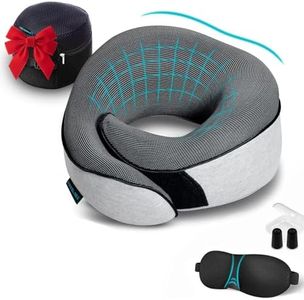 Proglobe Travel Neck Pillows for Airplanes, Sleeping Essentials for Long haul Flights, 360° Head Support, Car and Airplane Kit with 3D Contoured Eye Mask, Earplugs and Luxury Mesh Bag (Adult, Grey)