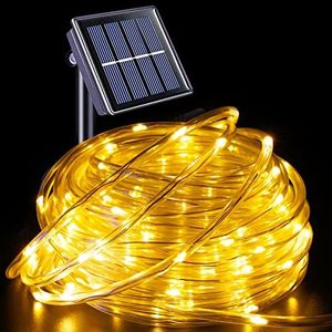 YEGUO Solar String Lights Outdoor Waterproof, 72ft 200 LED Rope Lights Outdoor, Clear PVC Tube Warm White Solar Lights