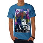 Wellcoda Famous Guitarist Mens T-Shirt, Music Graphic Design Printed Tee Royal Blue 5XL