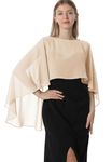 Hotshawl Capelets for women Chiffon Cape Shawls and Wraps for Evening Dress Wedding Capes Cover Up, Champagne, One Size