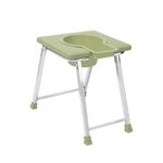 Premium Folding Stainless Steel Shower Bathing Room Mobile Commode Stool Chair Indian Toilet Seat for Elderly Disabled Man and Pregant Women Support Safe Chair Anti Slip (Pista)