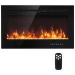 KOTEK 36" Recessed Electric Fireplace, in-Wall & Wall Mounted Fireplace Heater w/ 9 Flame Colors, 5 Brightness Settings, Remote Control with 8H Timer, Fireplace Insert for Indoor Use (36")