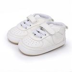 YWY Baby Boys Girls Shoes Sneakers Slippers Anti-Slip Prewalkers First Walking Shoes Walkers PU Leather Upper 12-18 Months White