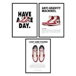 BigWig Prints Hypebeast Wall Art - Hypebeast Room Decor, Hypebeast Poster, Hype Beasts Room Decor, Sneaker Art, Sneaker Posters, Sneaker Pictures, Sneakerhead Poster - Unframed Set of 3 (12x16”)