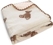 Gunnaicat Baby Blanket Double Layer Cotton Muslin Thick Quilt Neutral 40x40Inch Soft Throw Blanket Bear Pattern