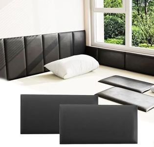 Umedol 3D Anti-Collision Wall Padding for Kids, Black Peel and Stick Headboard Pack of 12 Panels Sized 7.8" x 15.7", Self-Adhesive Headboard Panels for Bedroom/Living Room Upholstered Wall