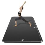 FrenzyBird Large Yoga Mat 6'x 4'x 6mm,Extra Wide Exercise Mat Large Exercise Mat Big Home Yoga Mat Pilates Mat,Non Slip,Thick,TPE Workout Mat,for Women & Men, Yoga, Pilates, Gym and Floor Workouts Pilates,Gym and Floor Workouts (Black(Large))