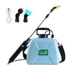 1.35 Gallon/5L Battery Powered Sprayer, Electric Garden Plant Sprayer with 3 Mist Nozzles, Rechargeable Handle and Adjustable Shoulder Strap, Portable Automatic Electric Sprayers for Yard Lawn