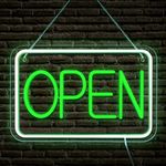 ReyeeInc Open Signs for Business, Bright and Dimmable Neon Open Sign LED and USB Powered Light up Open Sign for Business Window Shop Store Restaurant Salon Bar Wall Office Spa (15.4 * 10.2")