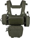 YAKEDA Tactical Chest Mini Rig Vest with Magazine Pouch Adjustable Detachable Laser-cutting Molle Modular Chest Vest (Army Green)