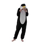 COSUSKET Snug Fit Unisex Adult Onesie Pajamas, Flannel Cosplay Animal One Piece Halloween Costume Sleepwear Homewear, Penguin, Large