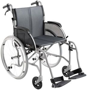 Feather Mobility - Gray Lightweight Folding Wheelchair 13.5 lbs - with Swingaway Legrests, Anti-tippers, and Quick Release Wheels - 250 lb Capacity