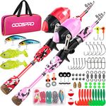 ODDSPRO Kids Fishing Pole - Kids Fishing Starter Kit - with Tackle Box, Reel, Practice Plug, Beginner's Guide and Travel Bag for Boys, Girls