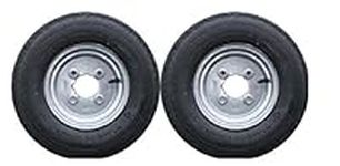 A pair of 400/4.00 x 8 inch trailer wheels and tyres with 4 ply tyre and 4 inch PCD 400 x 8 (NOT SUITABLE FOR ERDE TRAILERS) Pt no. LMX1596 PLEASE DO NOT BUY UNTIL YOU HAVE CHECKED YOUR PCD