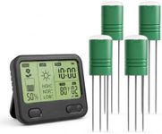 Soil Moisture Meter for Plants, 12-Zone Wireless Plant Water Meter, Soil Thermometer and Light Sensor, 4-in-1 TDR Tester, 230ft Range, IPX5 Waterproof for Indoor Outdoor Garden Lawn (Display+4 Sensor)
