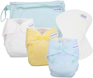 Maison Des BéBé Newborn All in One Cloth Diapers. Hybrid AIO Diaper Set with Unique Velvet Soft, Waterproof Cover. Unisex Neutral Colored Set Includes 3 Diapers, 3 Inserts and 1 Wetbag., Small