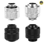 4 PCS Water Cooling Compression Fitting Two-Touch Fitting g1/4 Thread Soft Tube Connector PC Water Cooling System Fittings for 9.5mm Inner Diameter and Outer Diameter 12.7mm Thin Tube