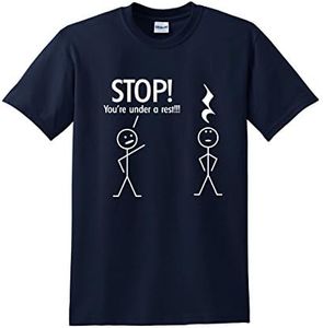 Stop You're Under A Rest Graphic Novelty Sarcastic Funny T Shirt L Navy