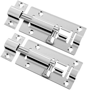 2 pcs 3 Inch Barrel Bolt Security Lock, Stainless Steel Slide Latch Lock with Screwdriver Slide Door Latch for Chests, Cabinets, Windows, Fences