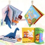 Richgv Baby Books Toys 6-12 Months, 2Pcs Interactive 3D Books for Baby&Toddler 1-2 Years, Soft Cloth Books Busy Books Toys Gifts for Boys Girls Touch and Feel Crinkle Books Sensory Toys