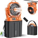 Ahoall Misting Fan with Portable 6L Bucket for Outdoor Patios, 20000mAh Rechargeable Mister Fan for Camping with LED Light, 4 Spray Mister, Remote Controller