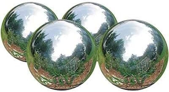 ROME Stainless Steel Gazing Balls, Silver, 4" Dia., Pack of 4