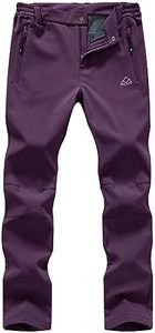 YSENTO Women's Snow Ski Waterproof Fleece Lined Pants Insulated Softshell Hiking Mountain Pants Purple Size M