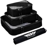 HERO Packing Cubes (3 Set) for Carry On Luggage with Bonus Laundry Bag (Black)