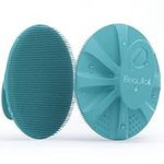 BEAUTAIL Silicone Body Scrubber Shower Bath Wash Brush Gentle Exfoliating Scrub Cleansing Loofah for Women Men Baby Sensitive Skin, Easy to Clean, Lather Nicely, More Hygienic, 1 Pack, Cyan