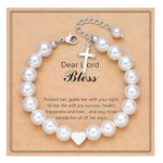 Christian Gifts for Women Girls, Cross Bracelet Gifts for Her Girls-Baptism Gifts for Daughter/Granddaughter/Niece, Religious Inspirational Birthday Gifts for Friends/Sister/Mom/Grandma