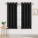 DWCN Black Blackout Curtains for Bedroom - Thermal Insulated Energy Saving Eyelet Window Curtains for Living Room 55 x 69 inch Length, 2 Panels