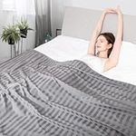 Elegear 200x220cm Cooling Blanket for Night Sweats, Q-Max>0.5 Arc-Chill Summer Cool Fiber Throw for Bed Sofa Travel Adult Hot Sleeper, Breathable, Comfort, Lightweight, Double/King Size, Gray Stripes