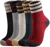 5 Pairs Wool Socks for Women - Comfortable and Warm Womens Wool Socks, Wool Socks Women, Classic Women's Winter Socks, Super Soft Crew Socks for Women, Thick Knit Cabin Cozy Wool Socks Gifts For Women