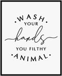 Wash Your Hands, You Filthy Animal, Kids Bathroom Wall Decor, Funny Bathroom Decor, Toilet Wall Art, Bathroom Print, Bathroom Quote Prints, 8x10 inch - UNFRAMED