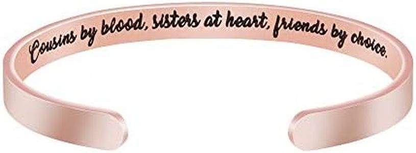 Joycuff Cousins by Blood Sisters by Heart Friends by Choice Friendship Bracelet for Girls Friends Encouragement Gifts Cucff Stainless Steel 18K Rose Gold Jewerly