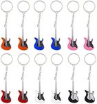 SING F LTD 12PCS Electric Guitar Keychains Keyrings Pendant Charm Decoration Key Holders for Handbag Phone Purse Car Key Accessory Blue White Black Orange Pink Red