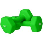 SPORTNOW Set of 2 Hex Dumbbells, Weights Pair with Non-Slip Grip, Home Gym Fitness Training Equipment, 2 x 5kg, Green