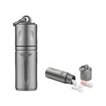 OKNIFE Otacle H1 Mini Keychain Pill Holder, Titanium Pill Container Waterproof Pill Case for Outdoor, Camping, Travel, Titanium-silver, Small