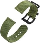 Anbeer Two-Piece Quick Release Nylon Watch Strap with Metal Loop,22mm Double Layered Woven Nylon with Tight Stitching,Replacement Watch Band with Brushed Black Stainless Buckle