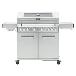 CosmoGrill 8 Burner Stainless Steel Yamara 6+2 Gas BBQ, Viewing Glass, 6 Main Burners, 1 Ceramic Sear Burner, 1 Back Burner, Cast Iron Grills & Bamboo Storage (Silver)