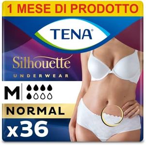 TENA Silhouette - Mutandine a vita bassa, assorbenti, per perdite urinarie, elasticizzate, monouso, per donna, Medium (M), 6 confezioni x 6 pezzi