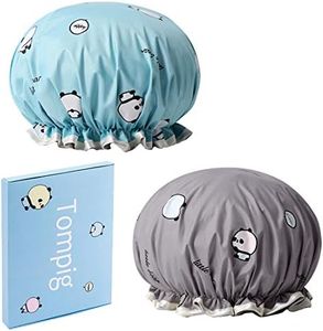 Gorros de Ducha Reutilizables, Tompig 2 Piezas Gorros de Ducha Impermeables de Mujeres Gorro de Baño Elástico con Doble Capa