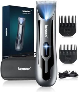 kensen Body Hair Trimmer for Men - Groin & Pubic Hair Trimmer with Ceramic Blades, Manscape Body Shaver for Men with LED Light Ball Shaver IPX7 Waterproof Wet/Dry Rechargeable Body Trimmer Mens Gift