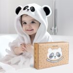 JollyBear Premium Ultra Soft Organic Bamboo Baby Hooded Towel with Unique Panda Design – Hypoallergenic Baby Towels for Infant and Toddler – Suitable as Baby Gifts - Free Washcloth