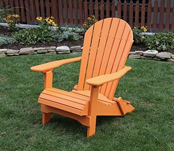 Bright Orange-Poly Lumber Folding Adirondack Chair with Rolled Seating Heavy Duty Everlasting Lifetime PolyTuf HDPE - Made in USA - Amish Crafted