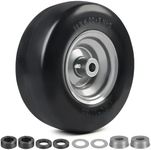 LotFancy 11x4.00-5” Flat Free Lawn Mower Tire and Wheel, 3/4" or 5/8" Bushings, 3.4"-4"-4.5"-5" Centered Hub, Smooth Tread Tire for Zero Turn Mowers