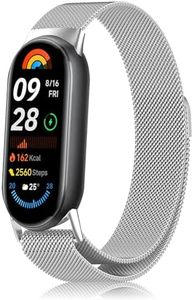 NicMool Bracelet Compatibles avec Xiaomi Mi Smart Band 9/Xiaomi Mi Smart Band 8, Bracelet Magnétique en Acier Inoxydable Tissé pour Xiaomi Mi Band 9/Xiaomi Mi Band 8 - Argent