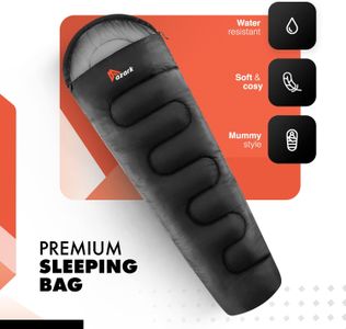 azark Single Sleeping Bag – Black, Lightweight Camping Gear